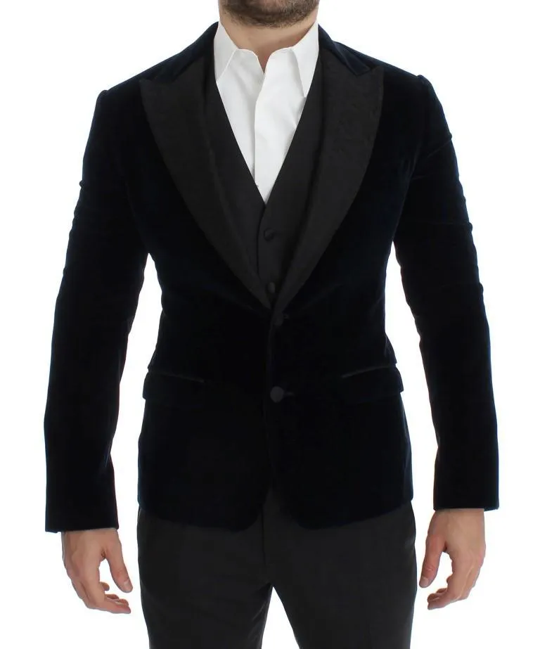 Blue Velvet Gray 3 Piece Slim Fit Suit