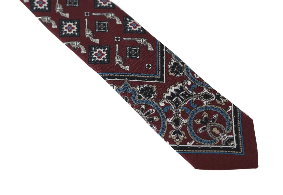 Bordeaux Silk Print Tie