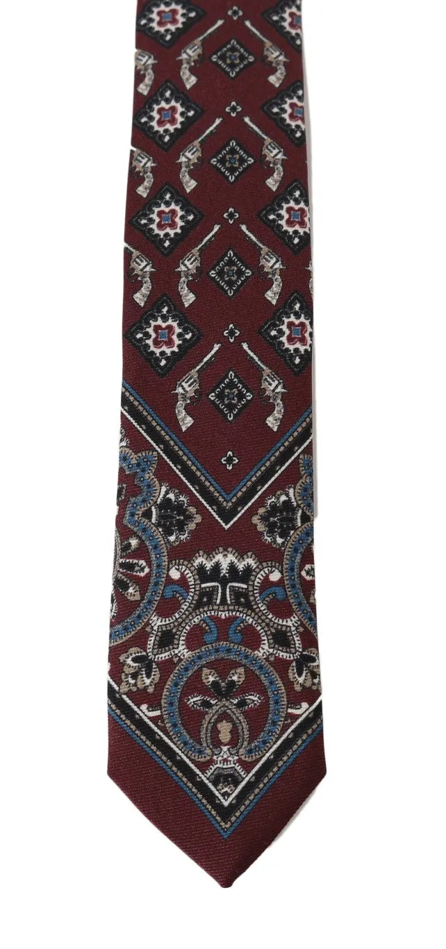 Bordeaux Silk Print Tie