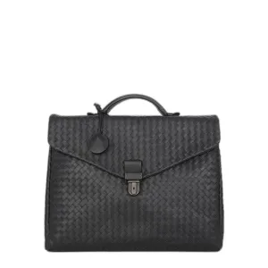 Briefcase Intrecciato Leather In Black