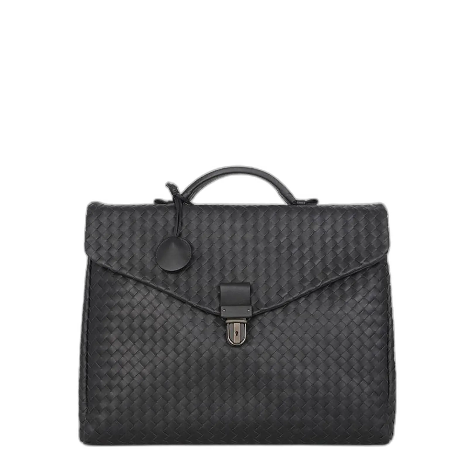 Briefcase Intrecciato Leather In Black
