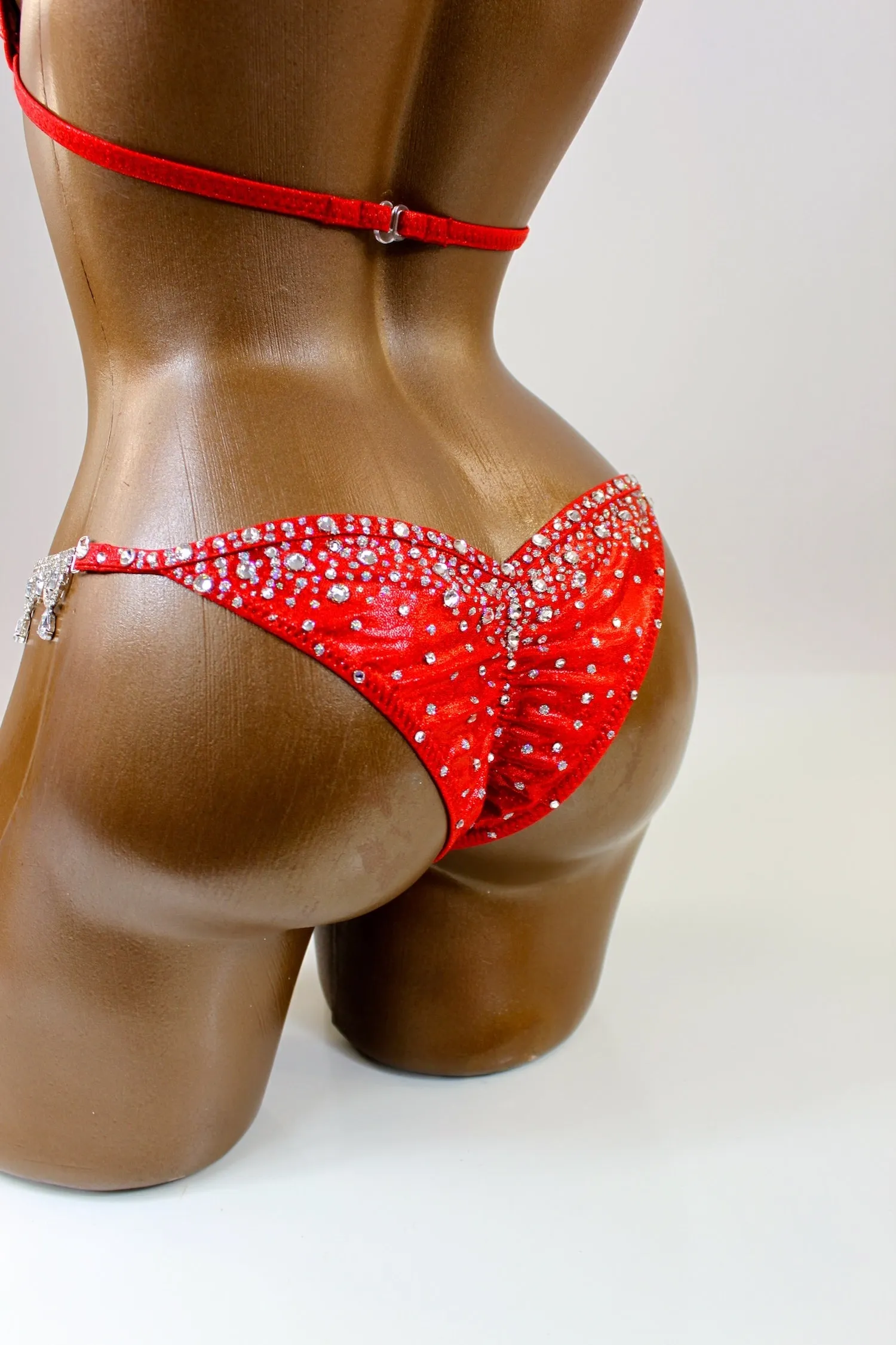 Bright Red Holographic Spandex Bikini Suit