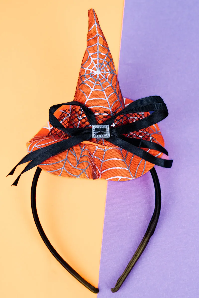 Broom Hair Don't Care Orange Witch's Hat Headband