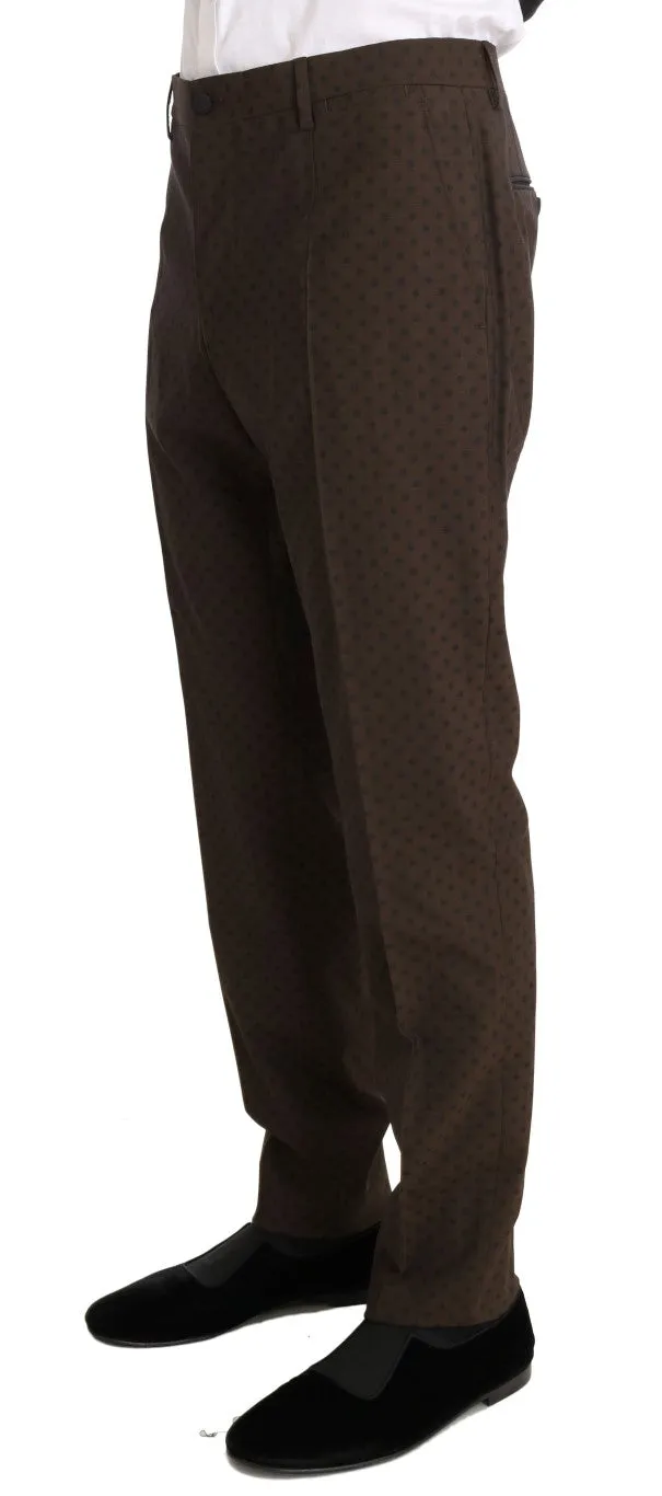Brown Wool Stretch Long 3 Piece Suit
