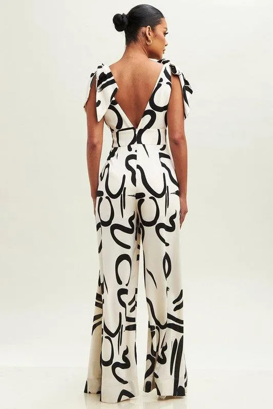 BRUSH STROKES TIES JUMPSUIT