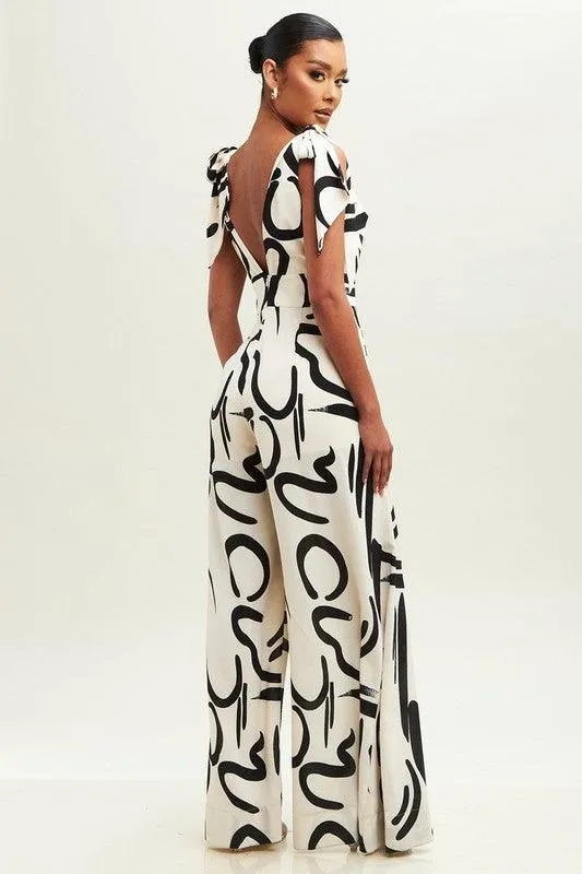 BRUSH STROKES TIES JUMPSUIT