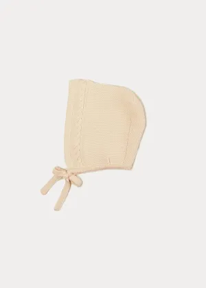 Cable Detail Knitted Bonnet In Cream (S-L)