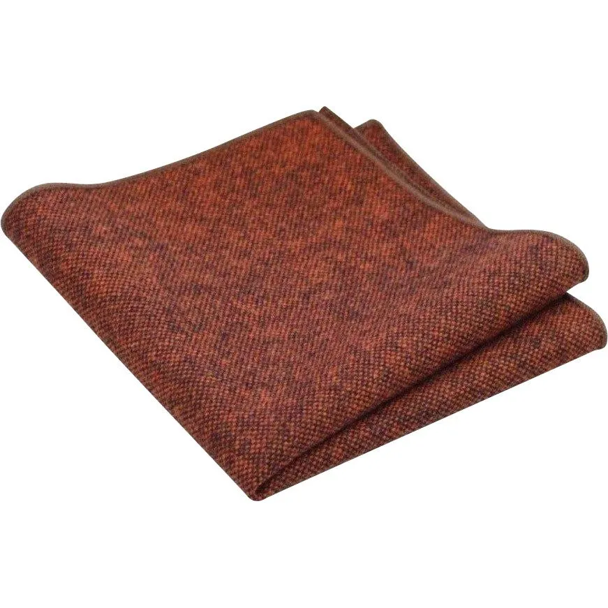 Charlie Burnt Orange Wool Tie, Pocket Square and Cotton Sock set