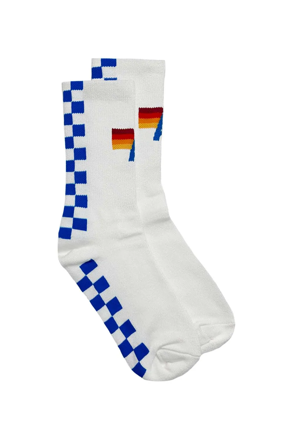 CHECKERED SOCK - WHITE // OCEAN