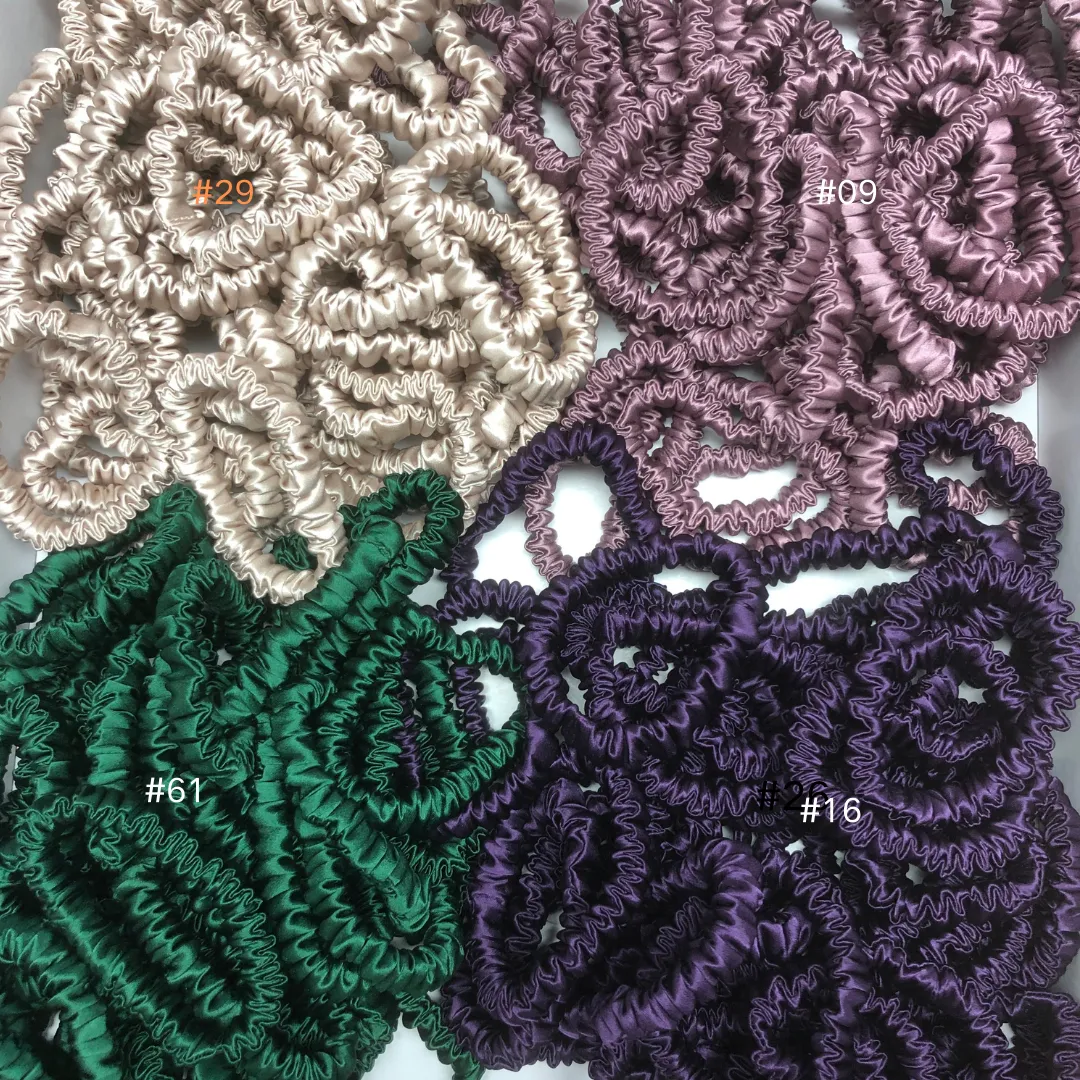 Christmas green silk scrunchies mini