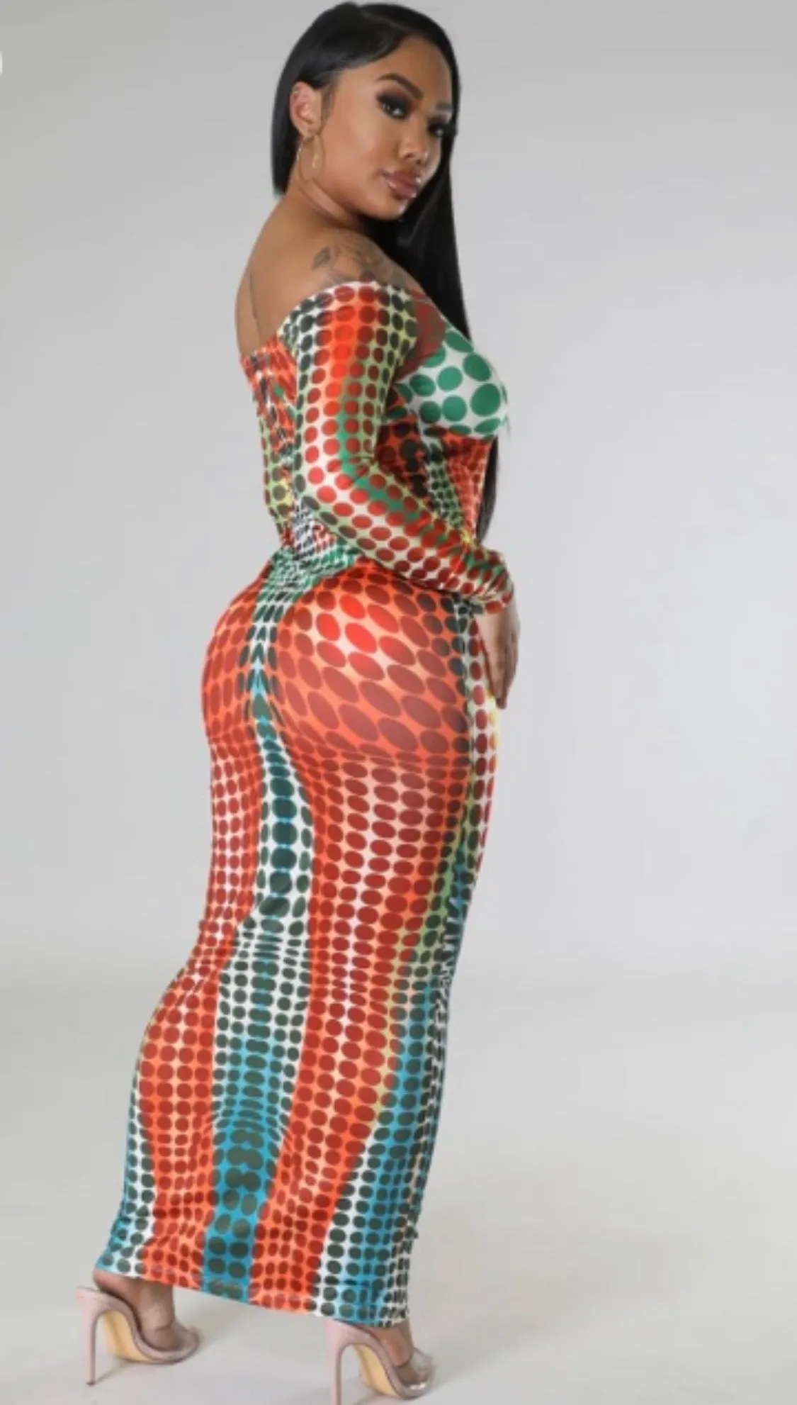 CLEARANCE! Meet your Match Dotted Maxi Dress
