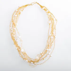Cloud Necklace with White Freshwater Pearls