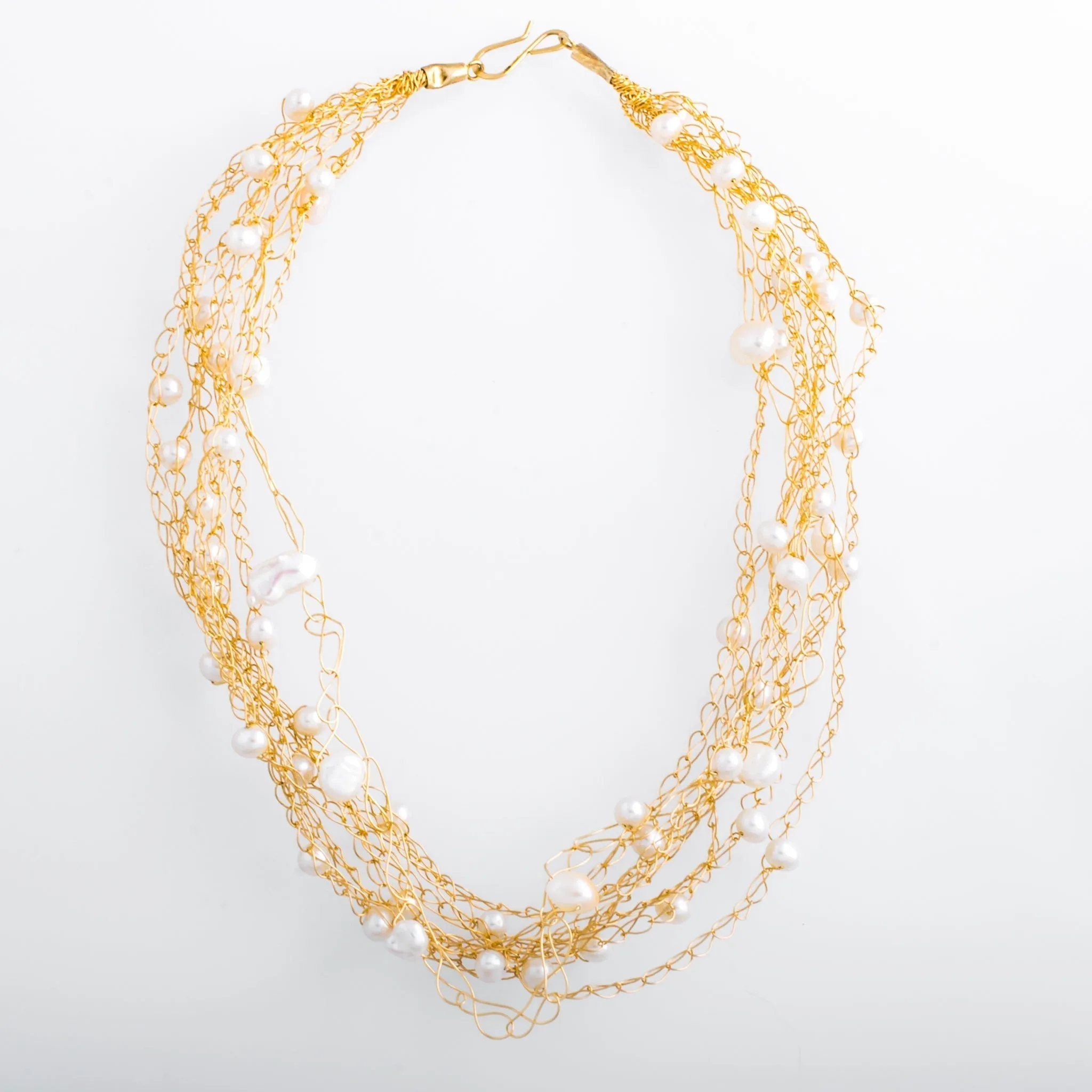 Cloud Necklace with White Freshwater Pearls