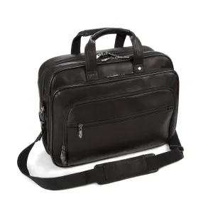 Colombian Leather 16" Twin Handle Laptop and Tablet Briefcase - Black
