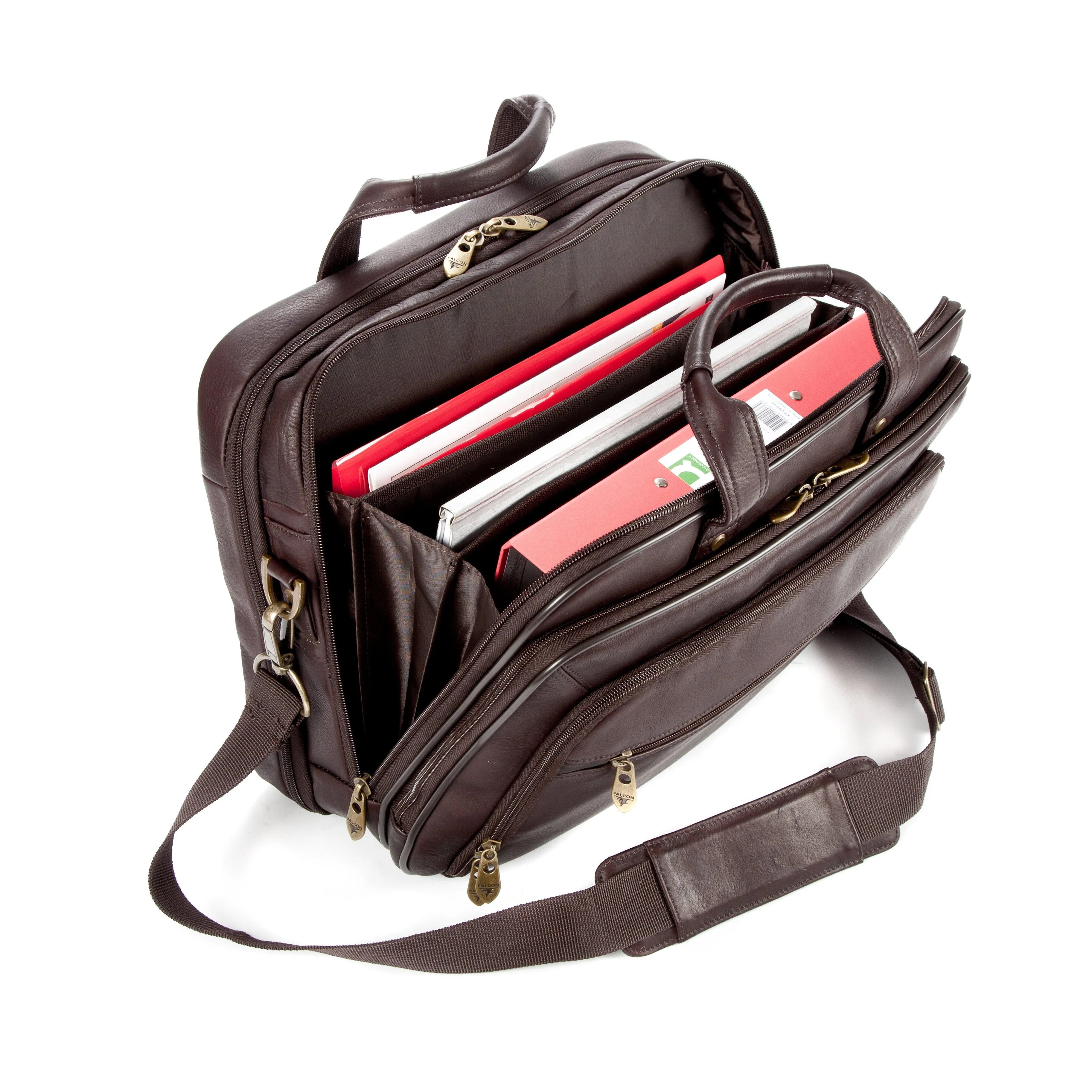 Colombian Leather 16" Twin Handle Laptop and Tablet Briefcase - Brown