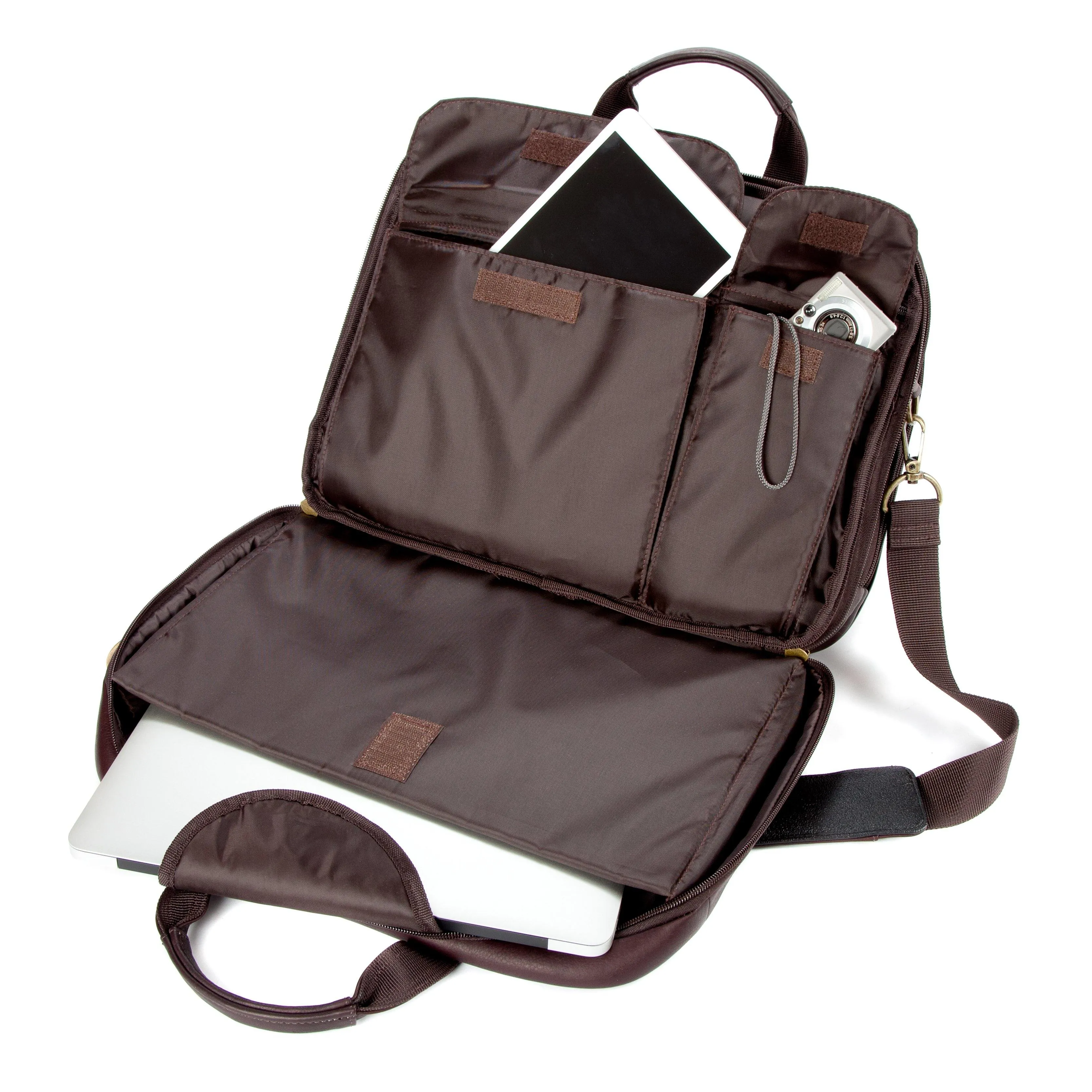 Colombian Leather 16" Twin Handle Laptop and Tablet Briefcase - Brown