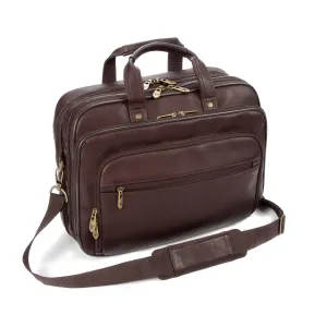 Colombian Leather 16" Twin Handle Laptop and Tablet Briefcase - Brown