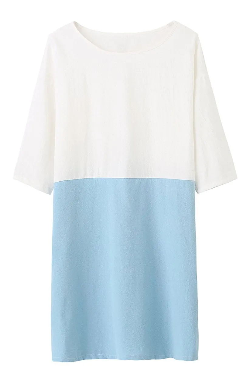 Colour Block Linen Dress
