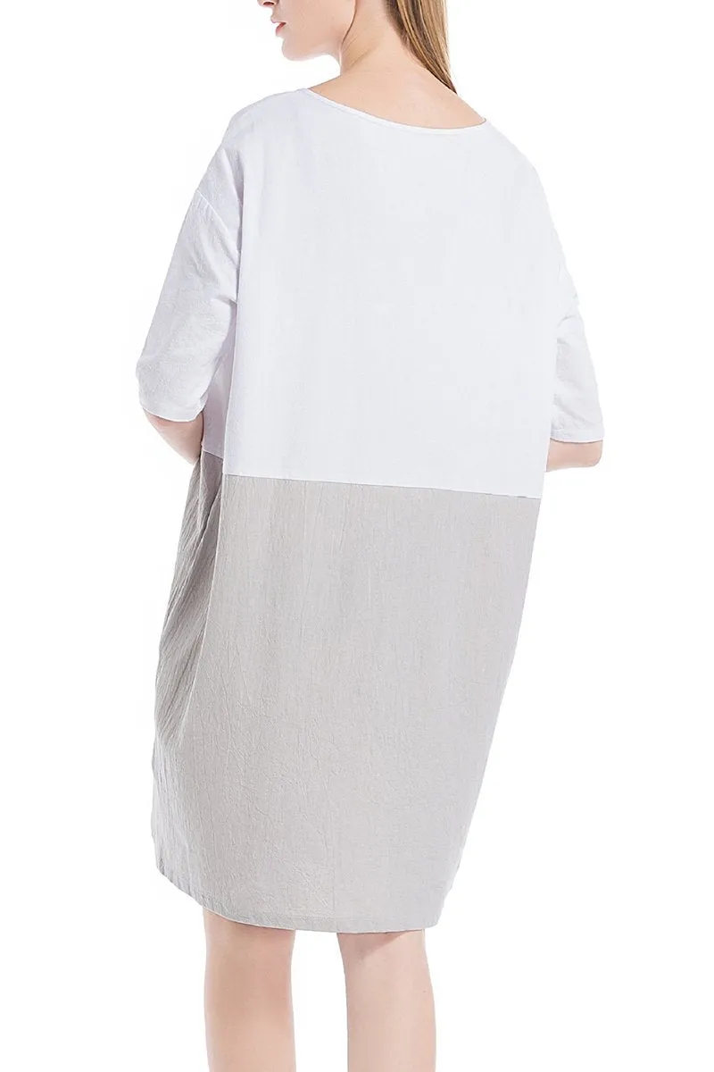 Colour Block Linen Dress