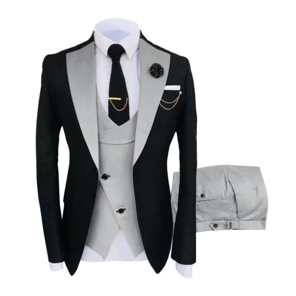 ContiNent 33 Costume Homme Popular Clothing Luxury Party Stage Men's Suit Groomsmen Regular Fit Tuxedo 3 Peice Set Jacket Trousers Vest