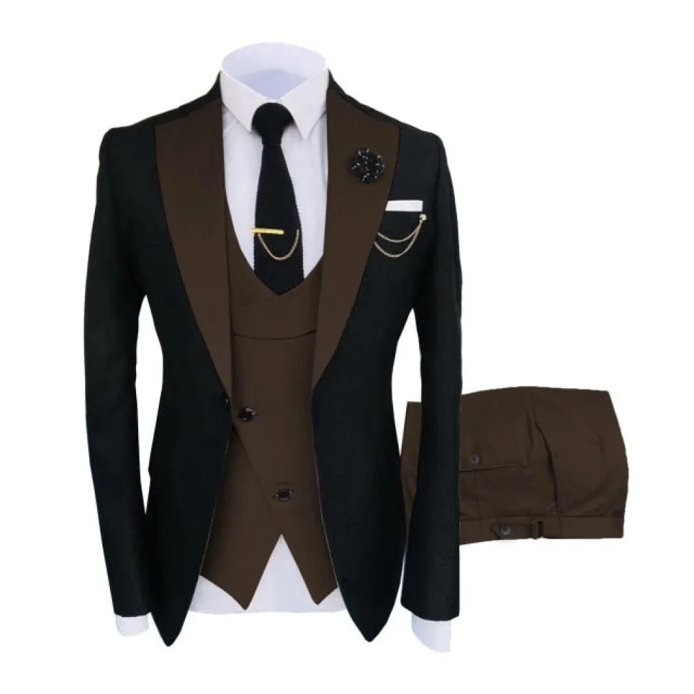 ContiNent 33 Costume Homme Popular Clothing Luxury Party Stage Men's Suit Groomsmen Regular Fit Tuxedo 3 Peice Set Jacket Trousers Vest