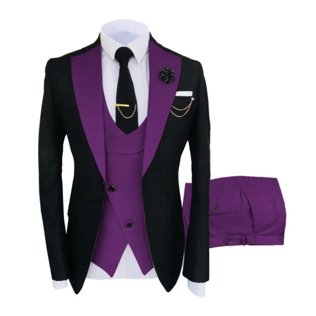 ContiNent 33 Costume Homme Popular Clothing Luxury Party Stage Men's Suit Groomsmen Regular Fit Tuxedo 3 Peice Set Jacket Trousers Vest