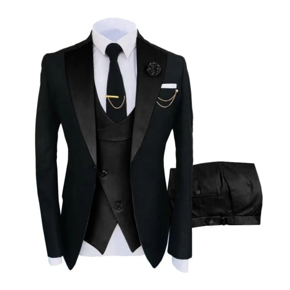 ContiNent 33 Costume Homme Popular Clothing Luxury Party Stage Men's Suit Groomsmen Regular Fit Tuxedo 3 Peice Set Jacket Trousers Vest