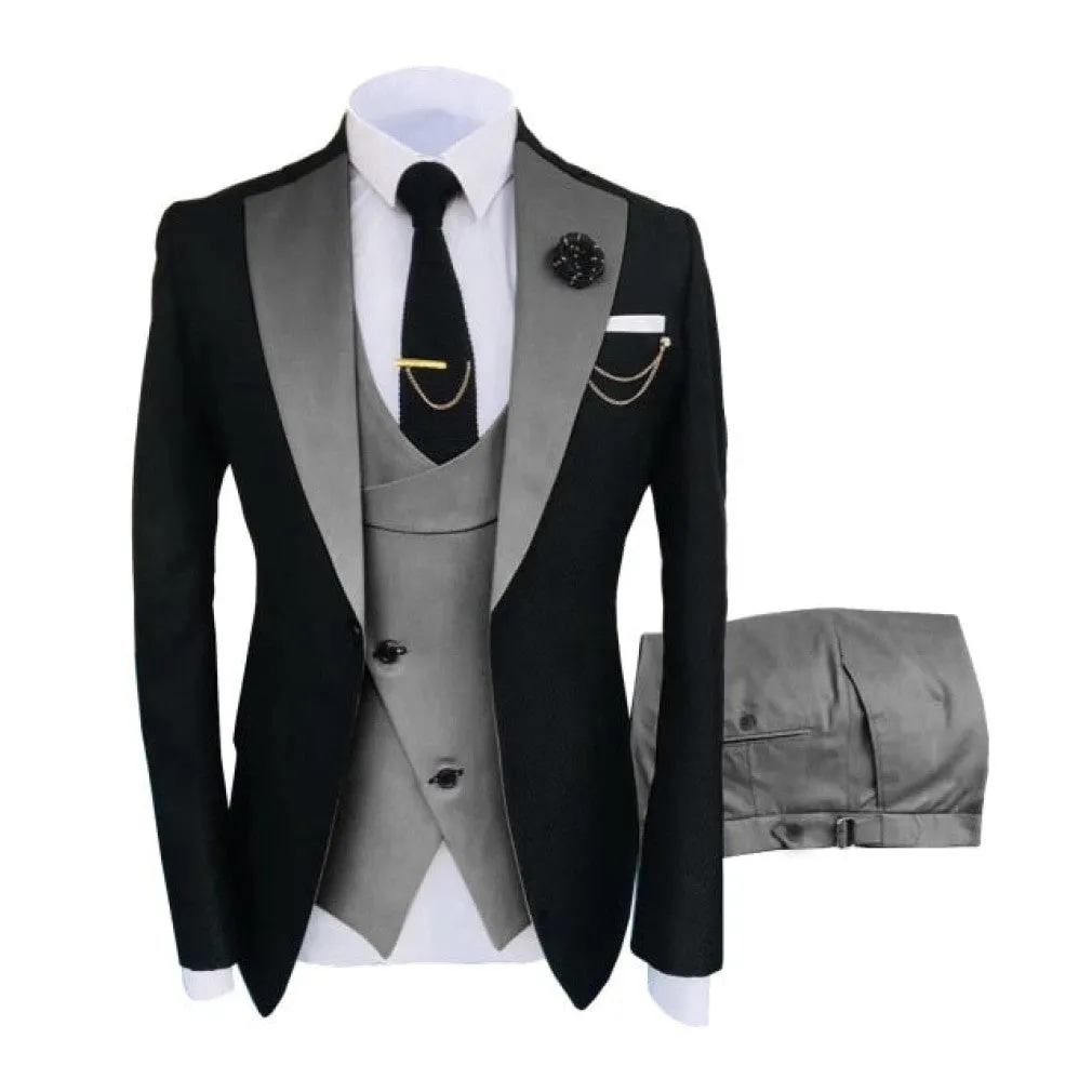 ContiNent 33 Costume Homme Popular Clothing Luxury Party Stage Men's Suit Groomsmen Regular Fit Tuxedo 3 Peice Set Jacket Trousers Vest