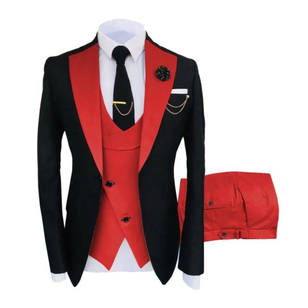 ContiNent 33 Costume Homme Popular Clothing Luxury Party Stage Men's Suit Groomsmen Regular Fit Tuxedo 3 Peice Set Jacket Trousers Vest