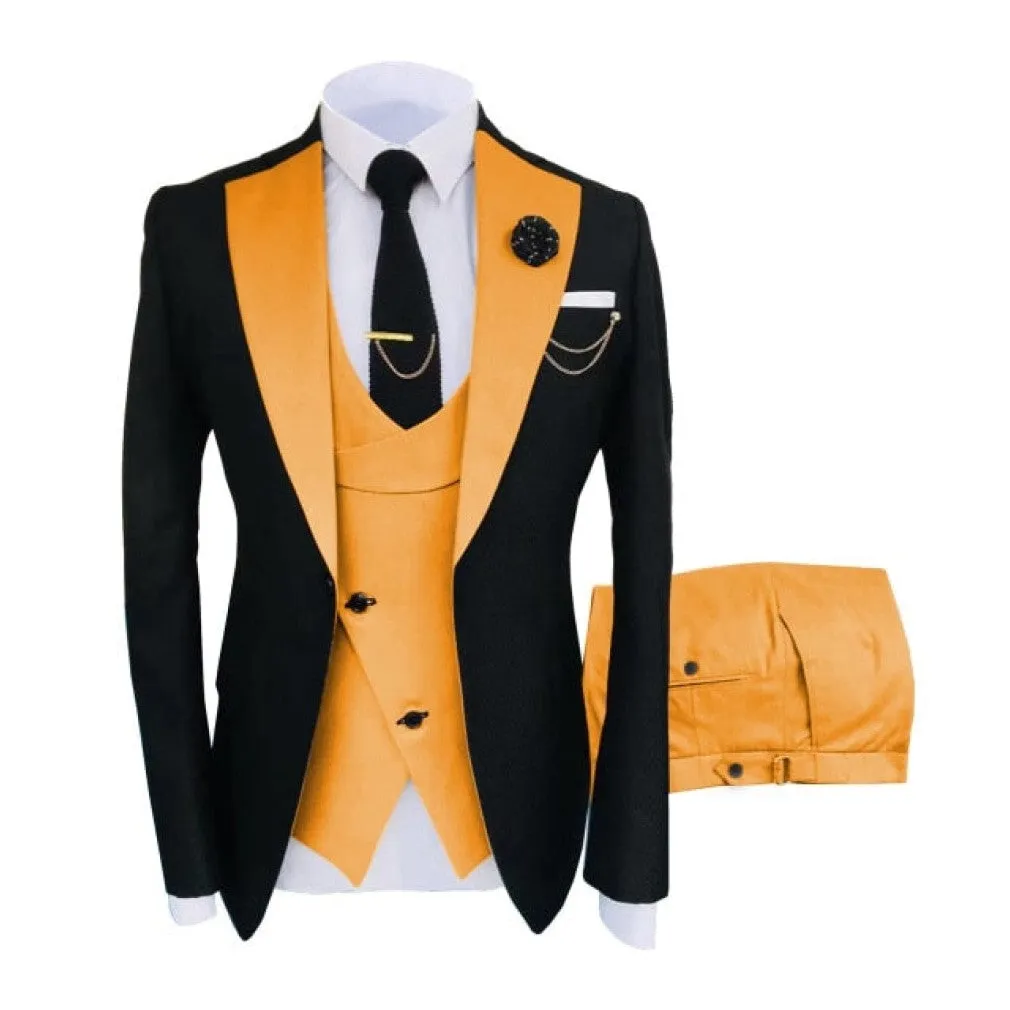 ContiNent 33 Costume Homme Popular Clothing Luxury Party Stage Men's Suit Groomsmen Regular Fit Tuxedo 3 Peice Set Jacket Trousers Vest