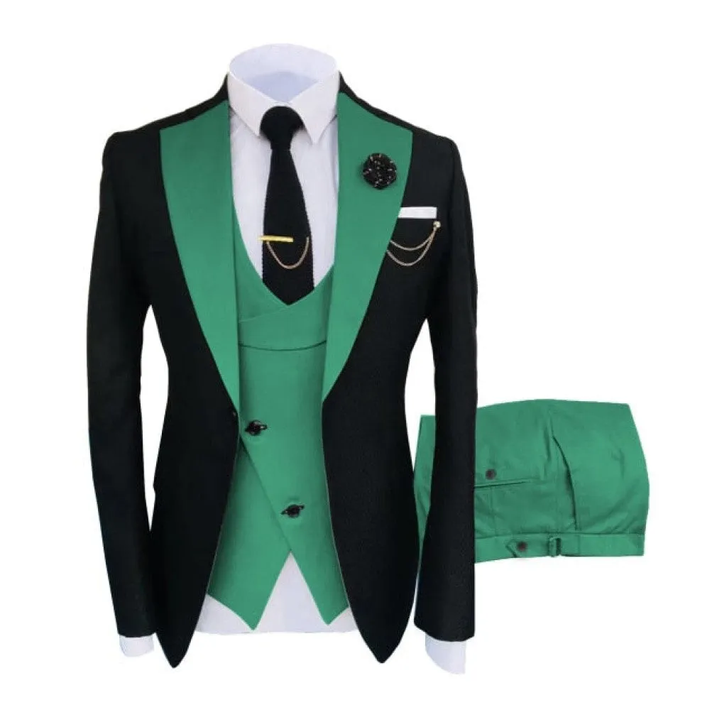 ContiNent 33 Costume Homme Popular Clothing Luxury Party Stage Men's Suit Groomsmen Regular Fit Tuxedo 3 Peice Set Jacket Trousers Vest