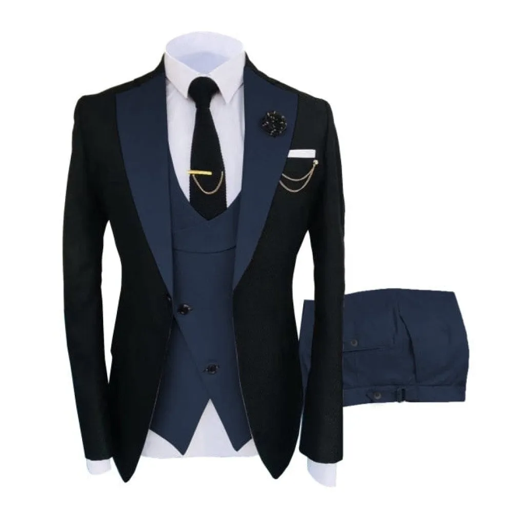 ContiNent 33 Costume Homme Popular Clothing Luxury Party Stage Men's Suit Groomsmen Regular Fit Tuxedo 3 Peice Set Jacket Trousers Vest