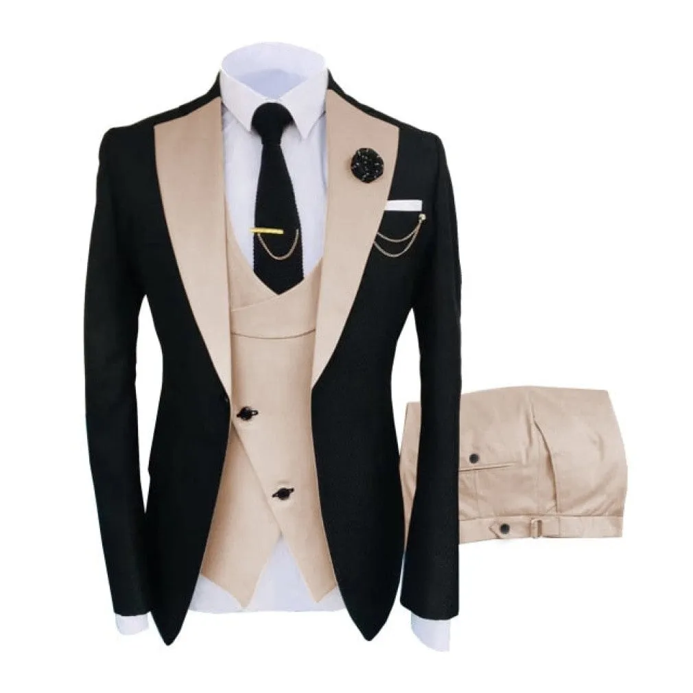 ContiNent 33 Costume Homme Popular Clothing Luxury Party Stage Men's Suit Groomsmen Regular Fit Tuxedo 3 Peice Set Jacket Trousers Vest