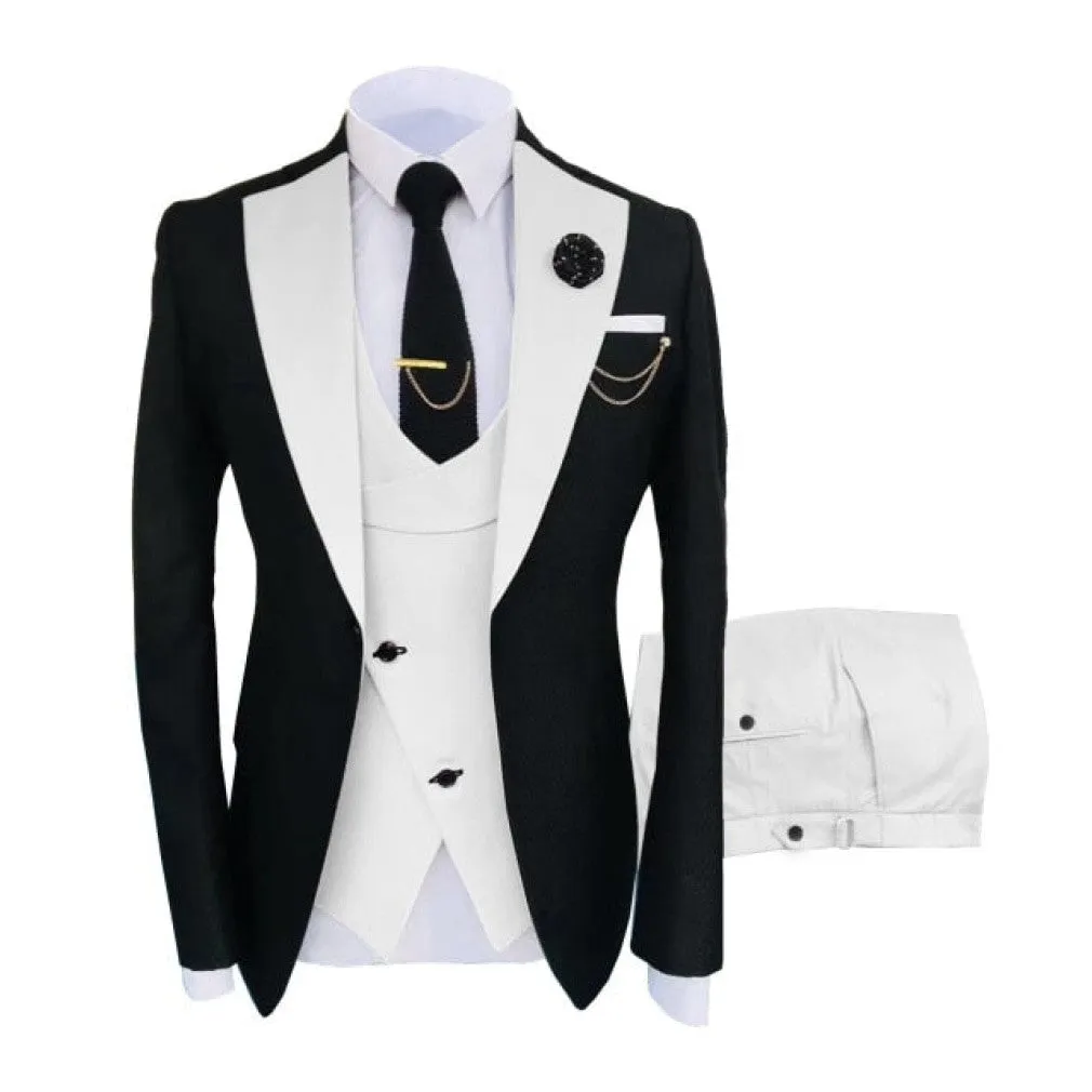 ContiNent 33 Costume Homme Popular Clothing Luxury Party Stage Men's Suit Groomsmen Regular Fit Tuxedo 3 Peice Set Jacket Trousers Vest