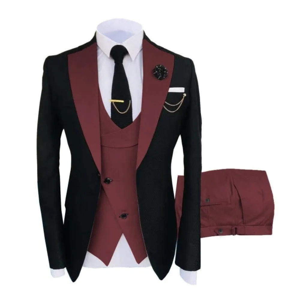 ContiNent 33 Costume Homme Popular Clothing Luxury Party Stage Men's Suit Groomsmen Regular Fit Tuxedo 3 Peice Set Jacket Trousers Vest