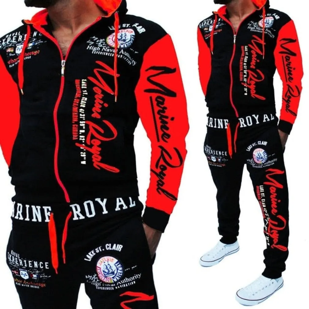 ContiNent 33 Men Tracksuit 2 Piece Tops and Pants Mens Sweat Suits Set Letter Print Plus Size Jogger Sets for Men Clothing