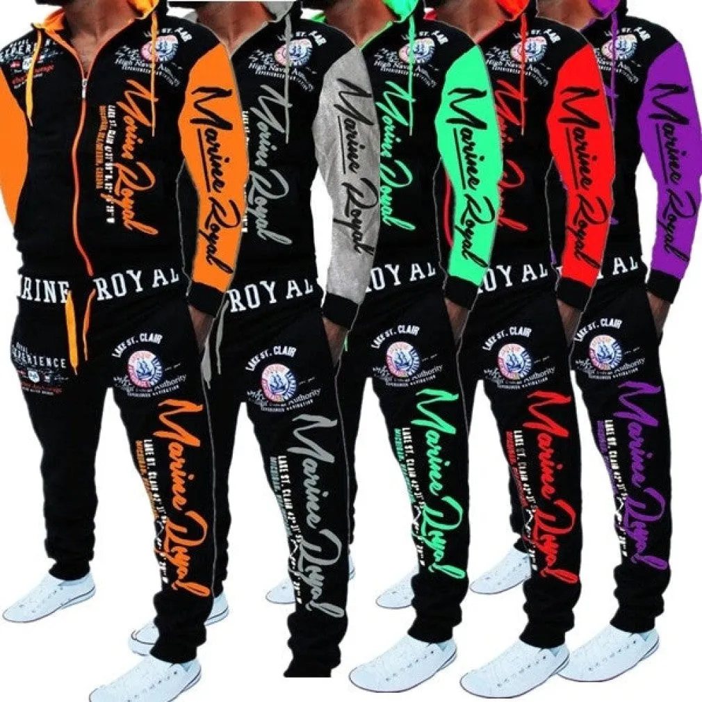 ContiNent 33 Men Tracksuit 2 Piece Tops and Pants Mens Sweat Suits Set Letter Print Plus Size Jogger Sets for Men Clothing