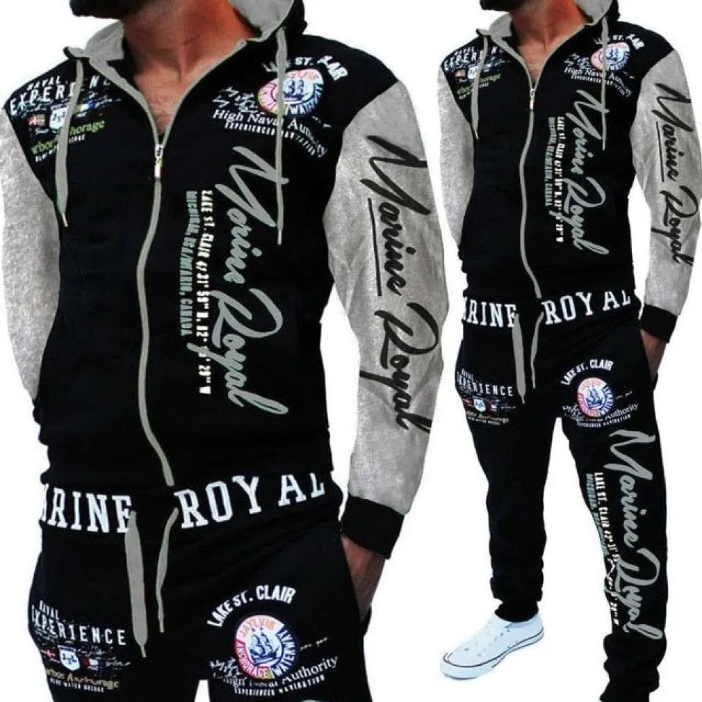 ContiNent 33 Men Tracksuit 2 Piece Tops and Pants Mens Sweat Suits Set Letter Print Plus Size Jogger Sets for Men Clothing