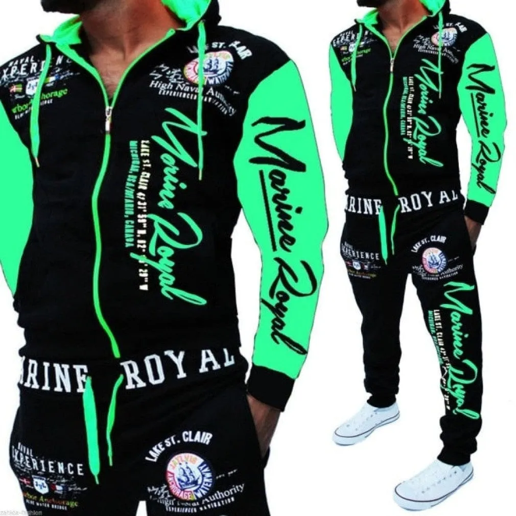 ContiNent 33 Men Tracksuit 2 Piece Tops and Pants Mens Sweat Suits Set Letter Print Plus Size Jogger Sets for Men Clothing