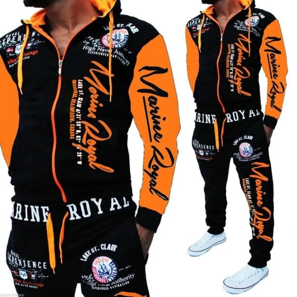ContiNent 33 Men Tracksuit 2 Piece Tops and Pants Mens Sweat Suits Set Letter Print Plus Size Jogger Sets for Men Clothing