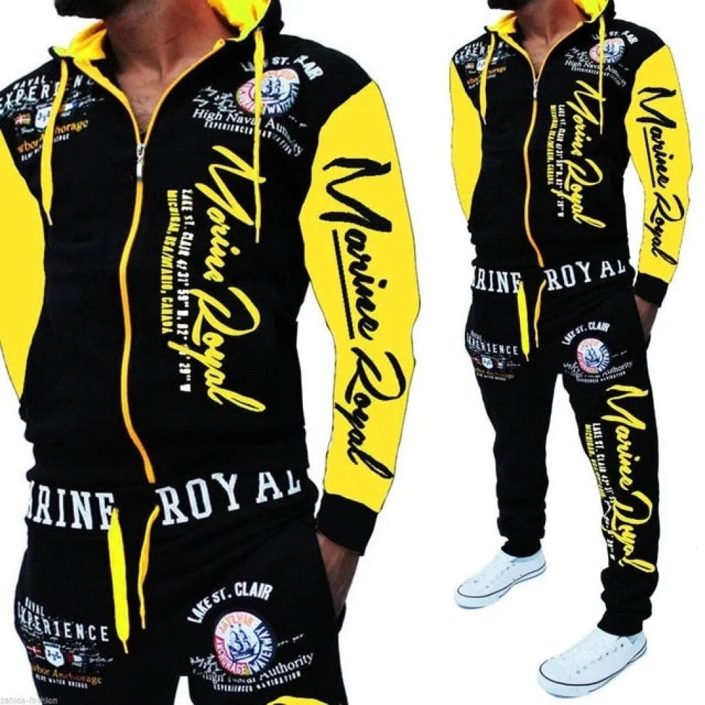 ContiNent 33 Men Tracksuit 2 Piece Tops and Pants Mens Sweat Suits Set Letter Print Plus Size Jogger Sets for Men Clothing