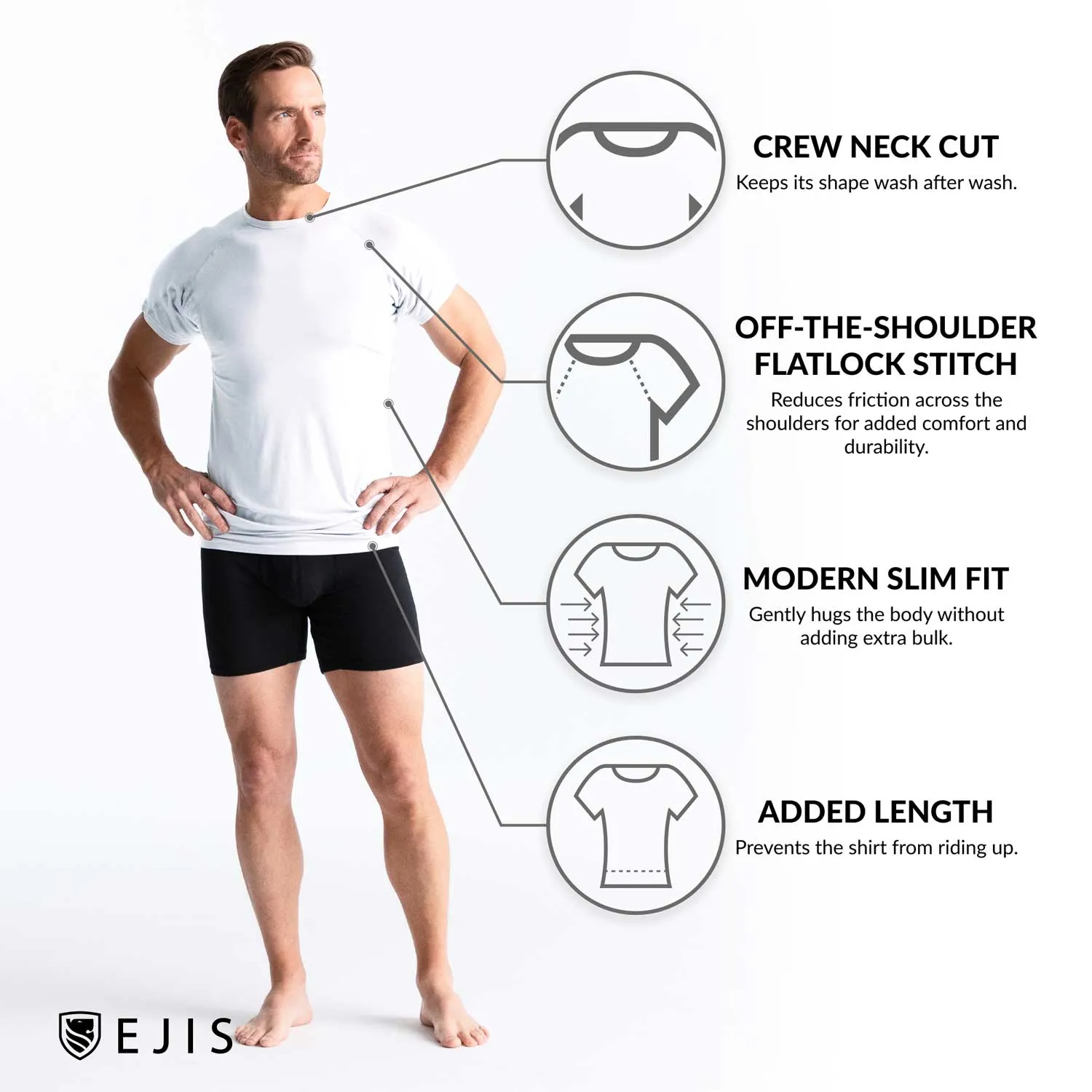 Crew Neck Micro Modal Sweat Proof Undershirt For Men - Grey 3-Pack
