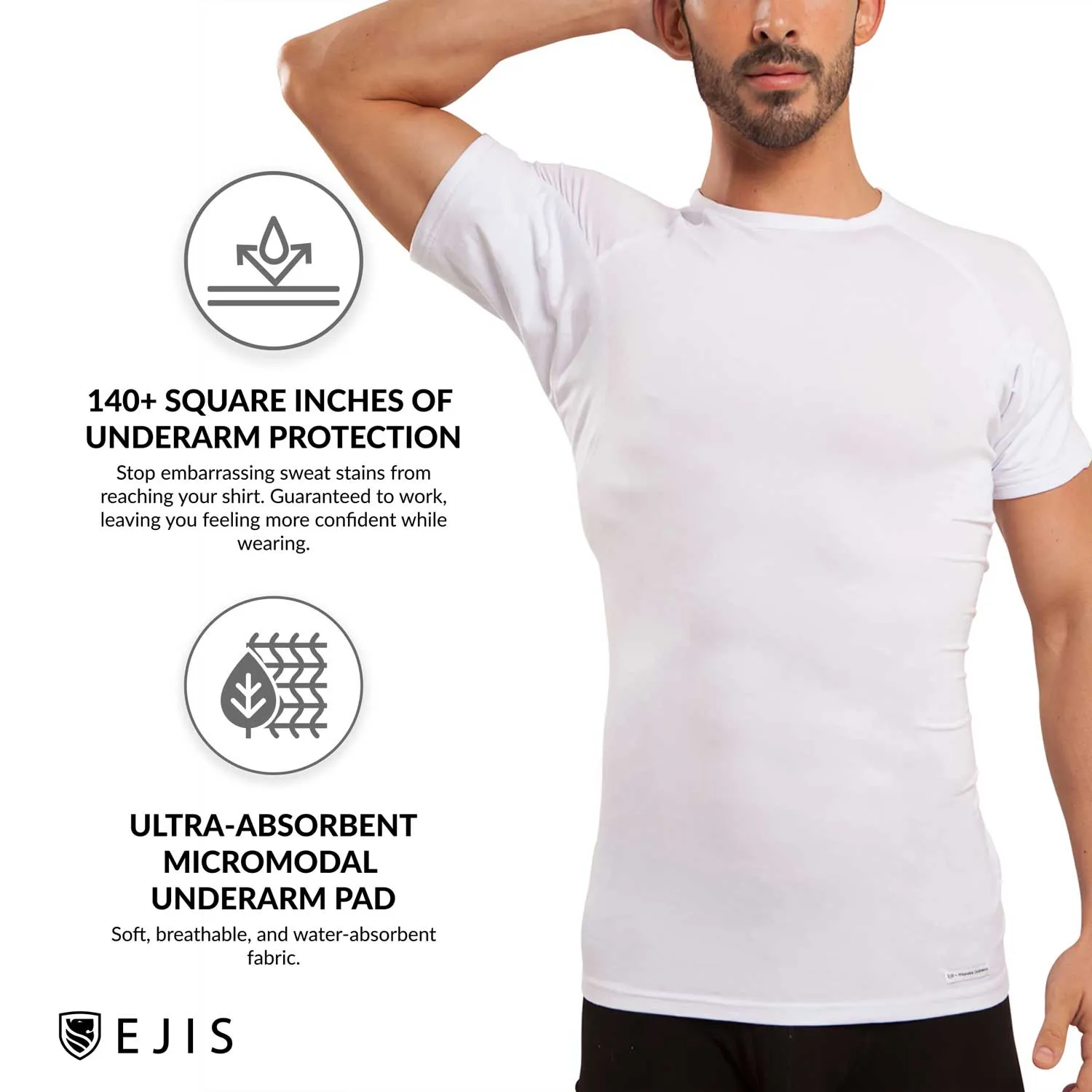 Crew Neck Micro Modal Sweat Proof Undershirt For Men - Grey 3-Pack