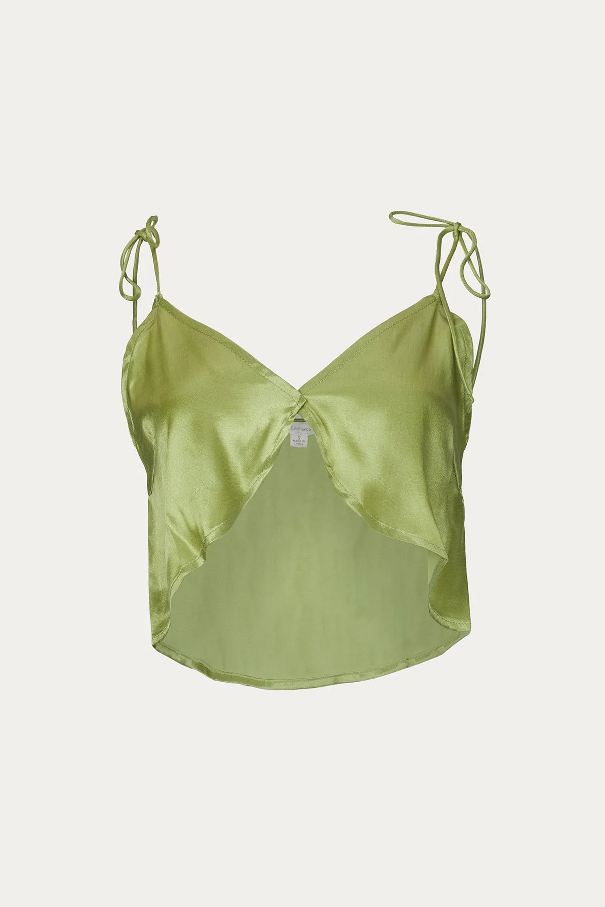 CROPPED SATIN SPLIT-FRONT CAMISOLE
