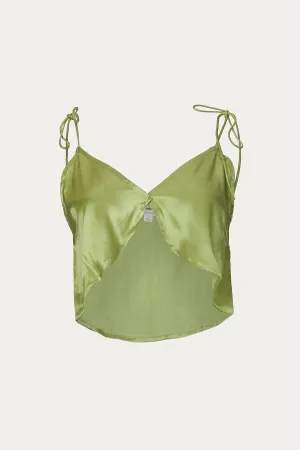 CROPPED SATIN SPLIT-FRONT CAMISOLE