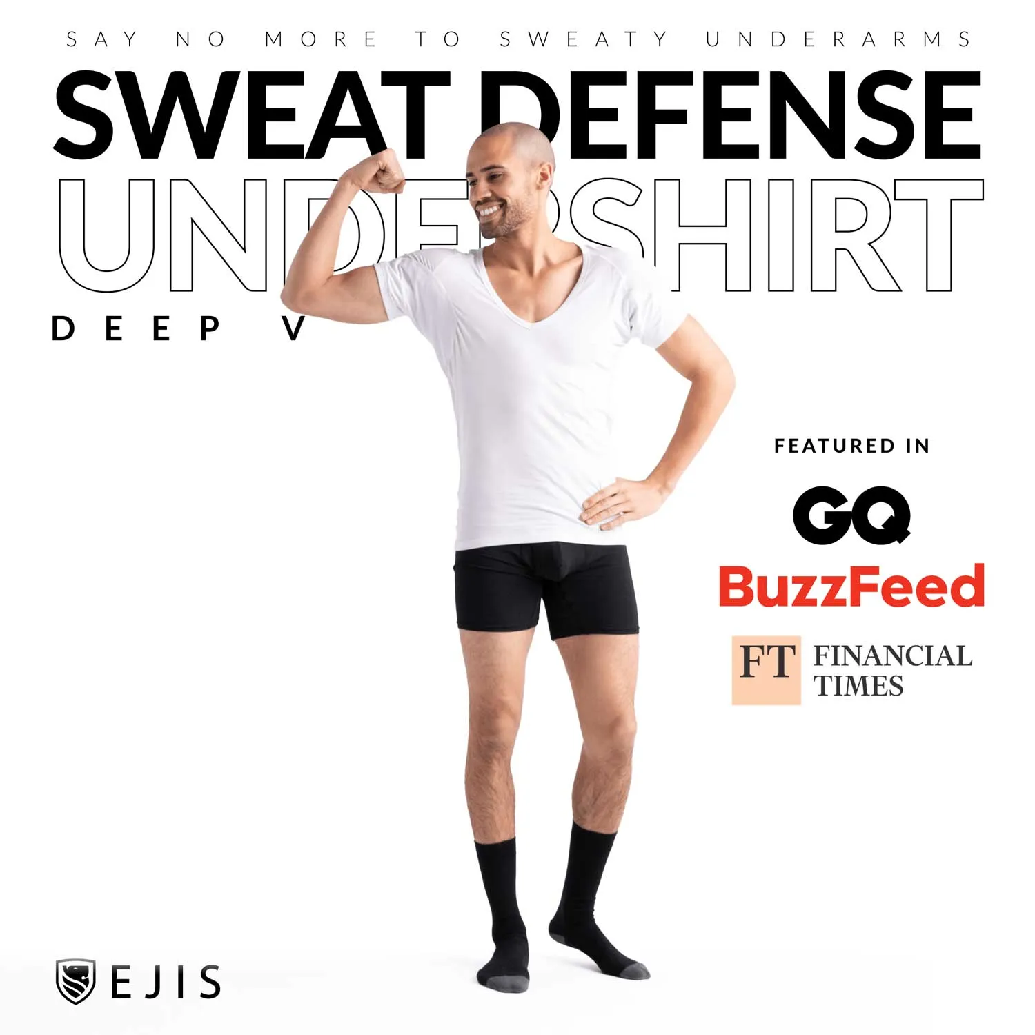 Deep V Micro Modal Sweat Proof Undershirt For Men - White 3-Pack