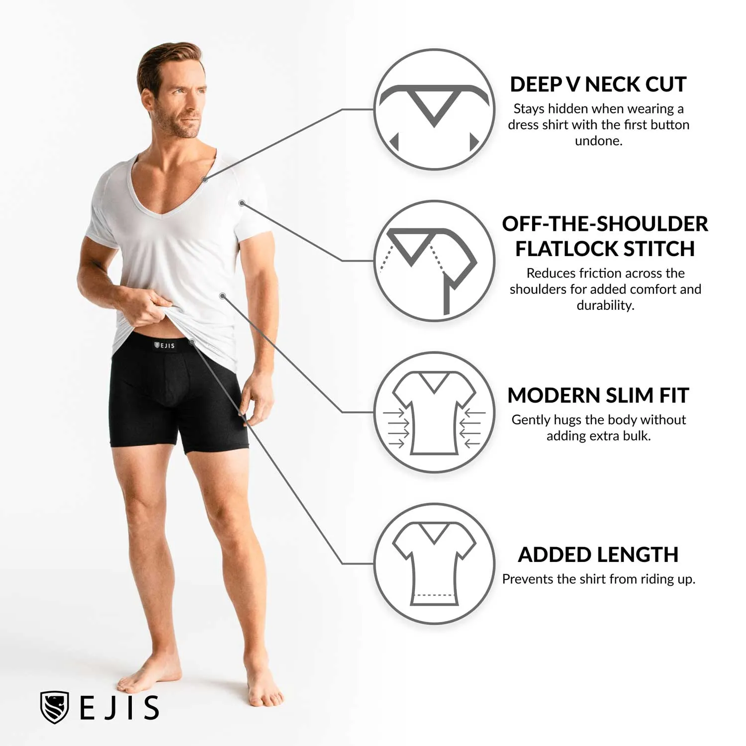 Deep V Micro Modal Sweat Proof Undershirt For Men