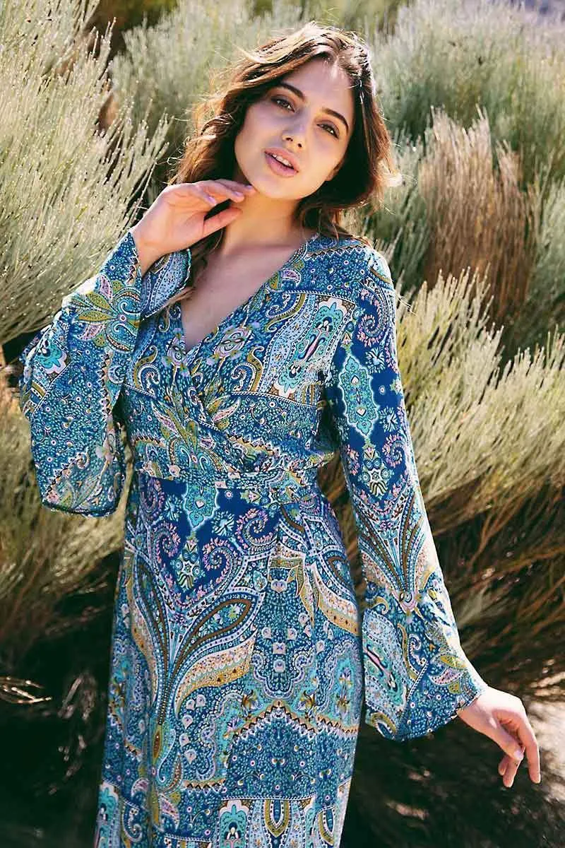 Desert Spell Bohemian Print Ruffle Maxi Dress