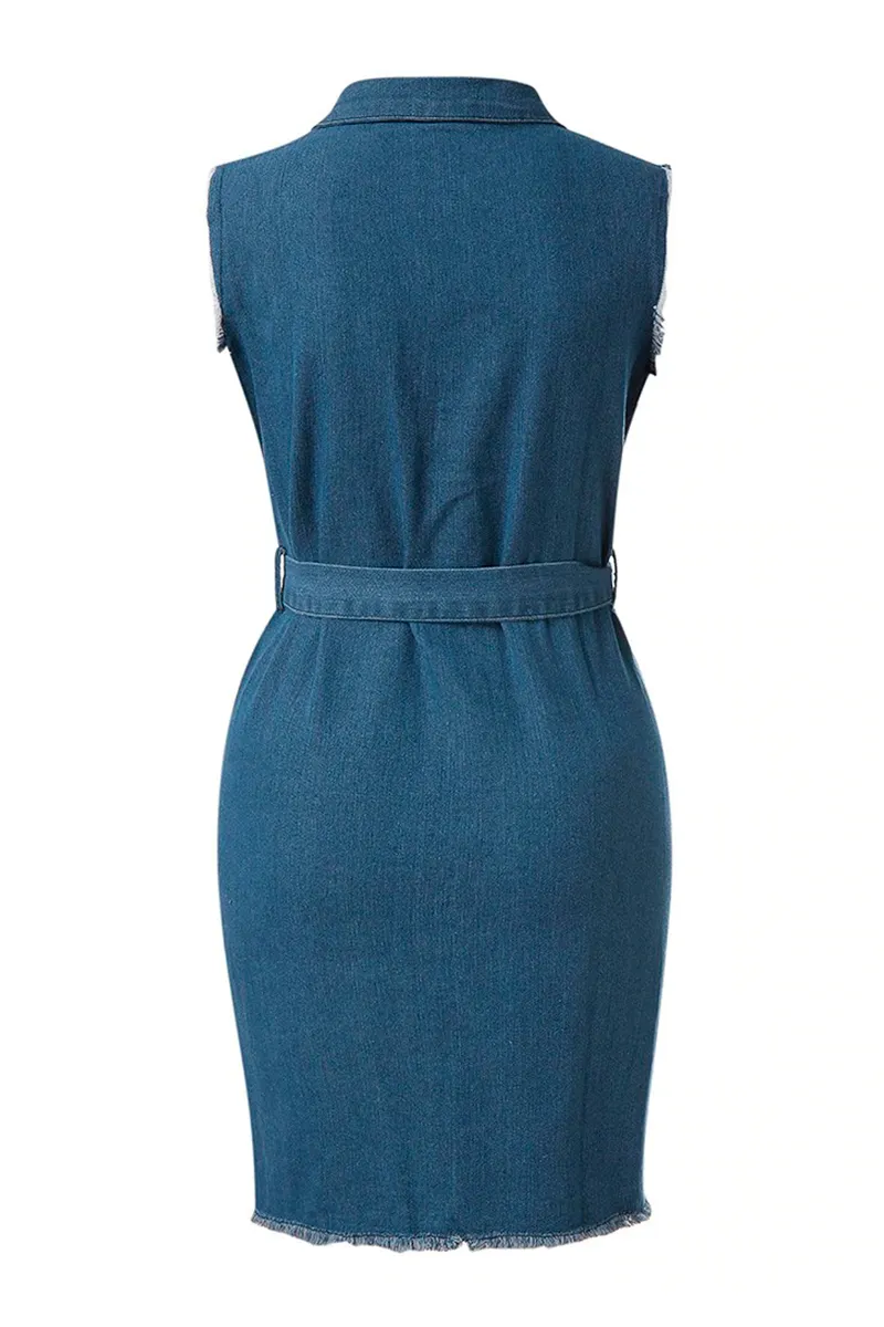 Distressed Button Front Denim Dress