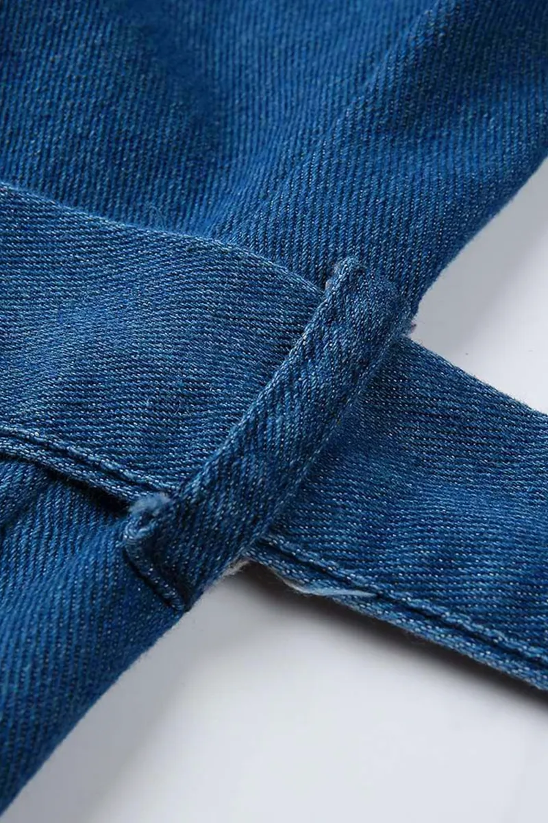 Distressed Button Front Denim Dress